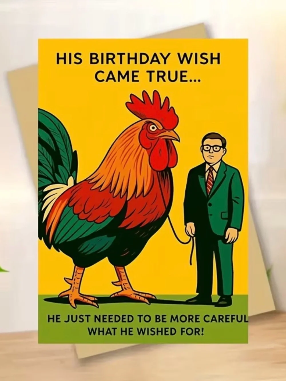 Yellow Rooster C*ck Funny Birthday Card